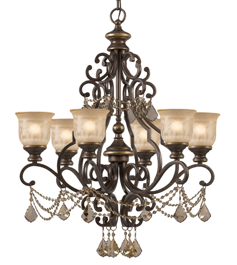 Crystorama 7516-BU-GT-MWP Six Light Chandelier, Bronze Umber
