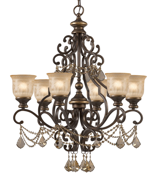 Crystorama 7516-BU-GT-MWP Six Light Chandelier, Bronze Umber