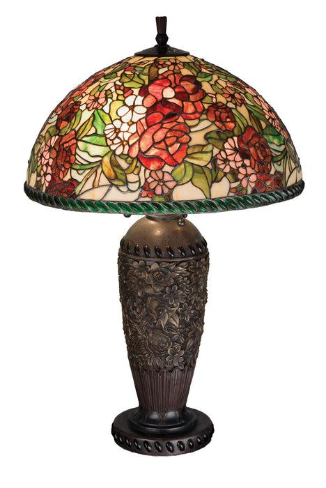 Meyda Tiffany 14860 30" Table Lamp, Verdi Washed Mahogany Bronze W Gold