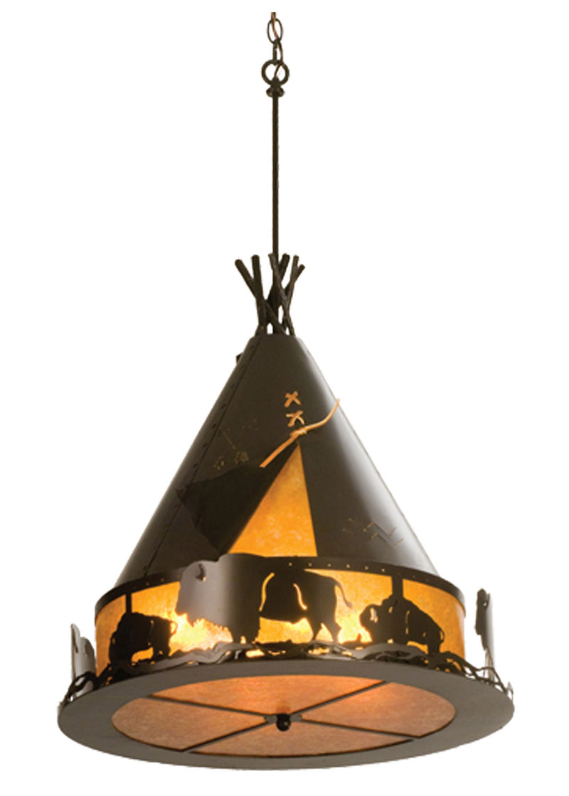 Meyda Tiffany 15381 Four Light Pendant, Timeless Bronze