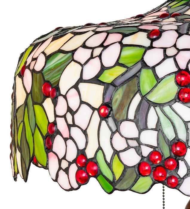 Meyda Tiffany 15404 Three Light Table Lamp, Beige Pink Red