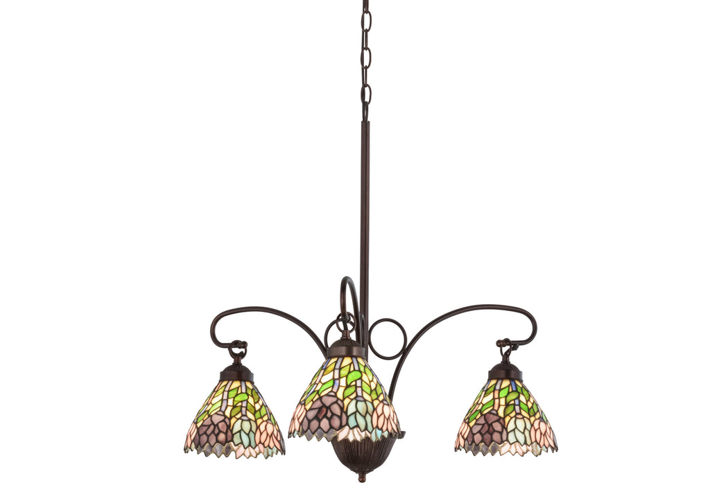 Meyda Tiffany 16102 Three Light Chandelier, Mahogany Bronze
