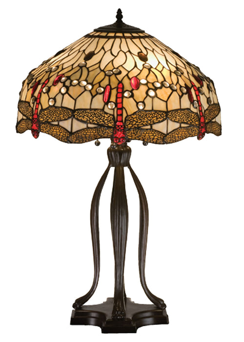Meyda Tiffany 17500 Three Light Table Lamp, Beige Flame
