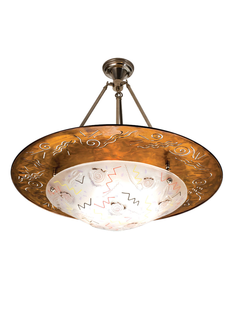 Meyda Tiffany 17521 Three Light Inverted Pendant, Nickel,Transparent Copper