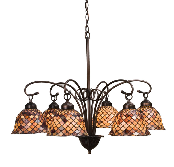 Meyda Tiffany 18634 Six Light Chandelier, Mahogany Bronze