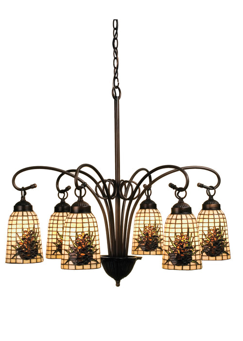 Meyda Tiffany 18669 Six Light Chandelier, Mahogany Bronze