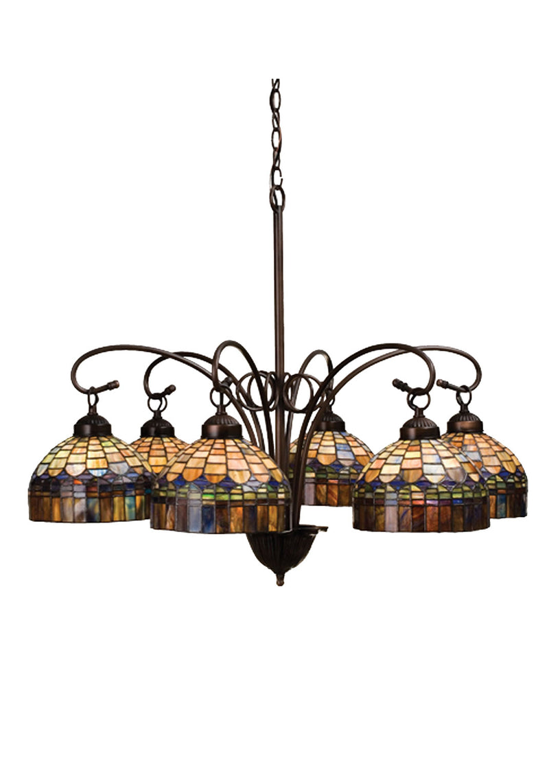Meyda Tiffany 18693 Six Light Chandelier, Green/Blue Pbag
