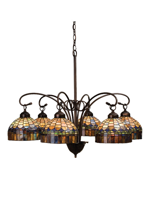 Meyda Tiffany 18693 Six Light Chandelier, Green/Blue Pbag