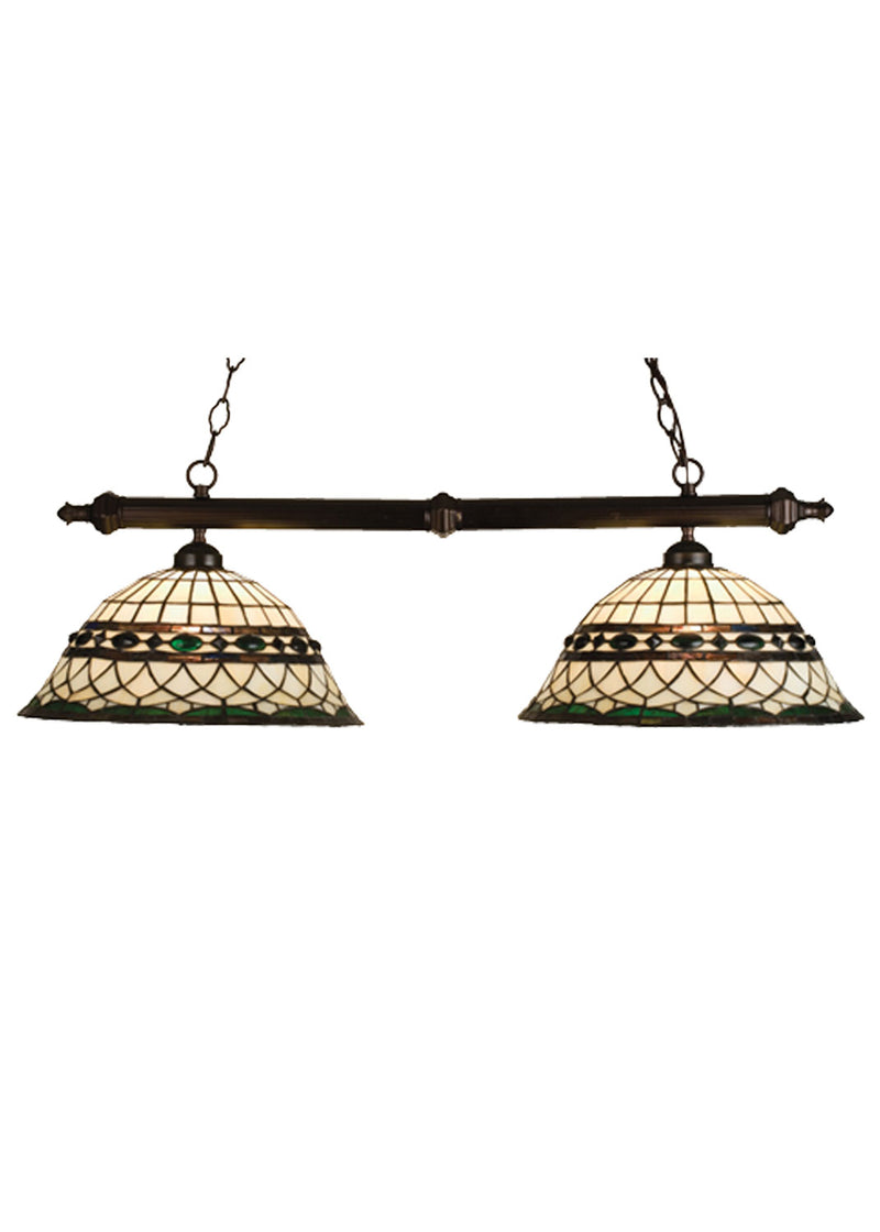 Meyda Tiffany 18840 Two Light Island Pendant, Beige Green Pbagwg Green Mahogany Bronze