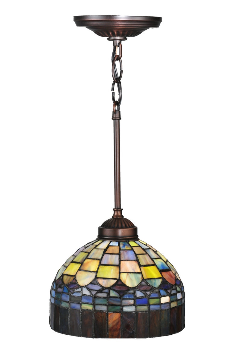 Meyda Tiffany 18944 One Light Mini Pendant, Green/Blue Pbag