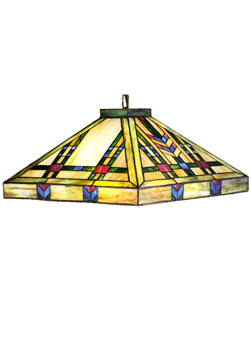 Meyda Tiffany 19028 Four Light Pendant, Beige Green Lt Blue Burgundy