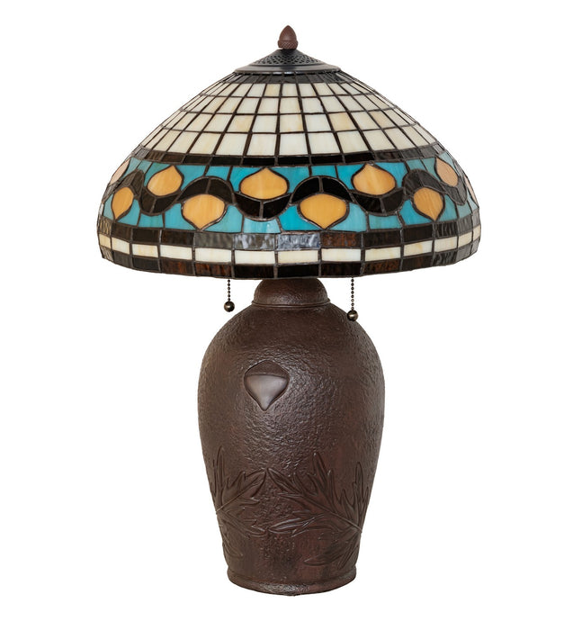 Meyda Tiffany 19169 Two Light Table Lamp, Mahogany Bronze