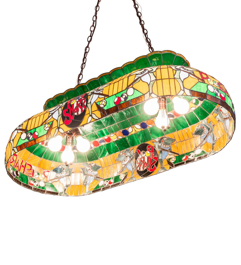 Meyda Tiffany 19204 Six Light Oblong Pendant, Ha Green Red