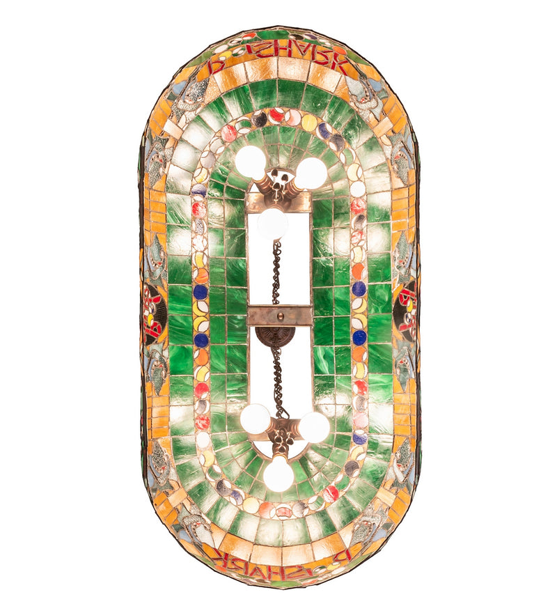 Meyda Tiffany 19204 Six Light Oblong Pendant, Ha Green Red