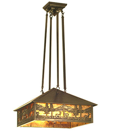 Meyda Tiffany 19791 Three Light Pendant, Craftsman Brown
