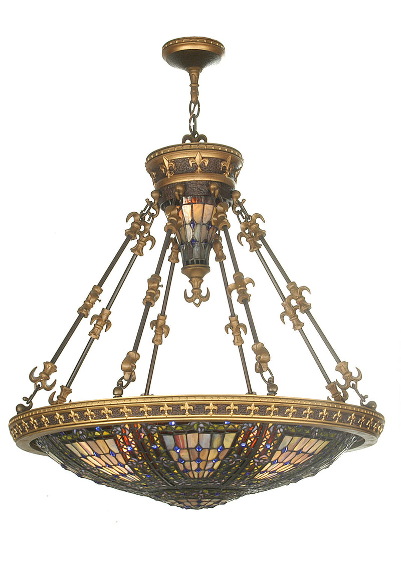 Meyda Tiffany 19808 Six Light Inverted Pendant, Copper Vein And Nu Gold