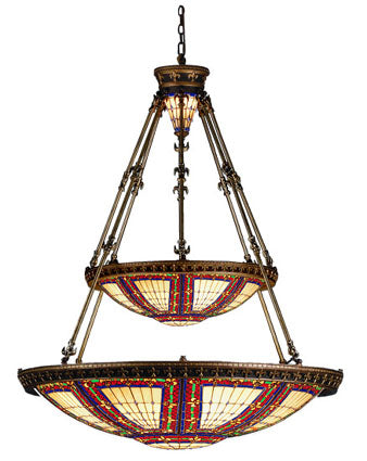 Meyda Tiffany 19833 16 Light Inverted Pendant, Mahogany Bronze W/ Antique Gold Accents