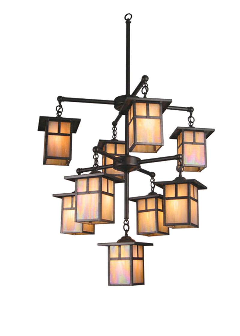 Meyda Tiffany 20814 Nine Light Chandelier, Craftsman Brown