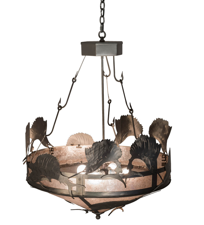 Meyda Tiffany 20875 Four Light Inverted Pendant, Industrial Steel