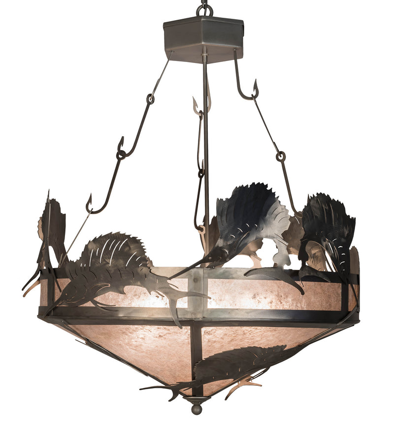 Meyda Tiffany 20875 Four Light Inverted Pendant, Industrial Steel