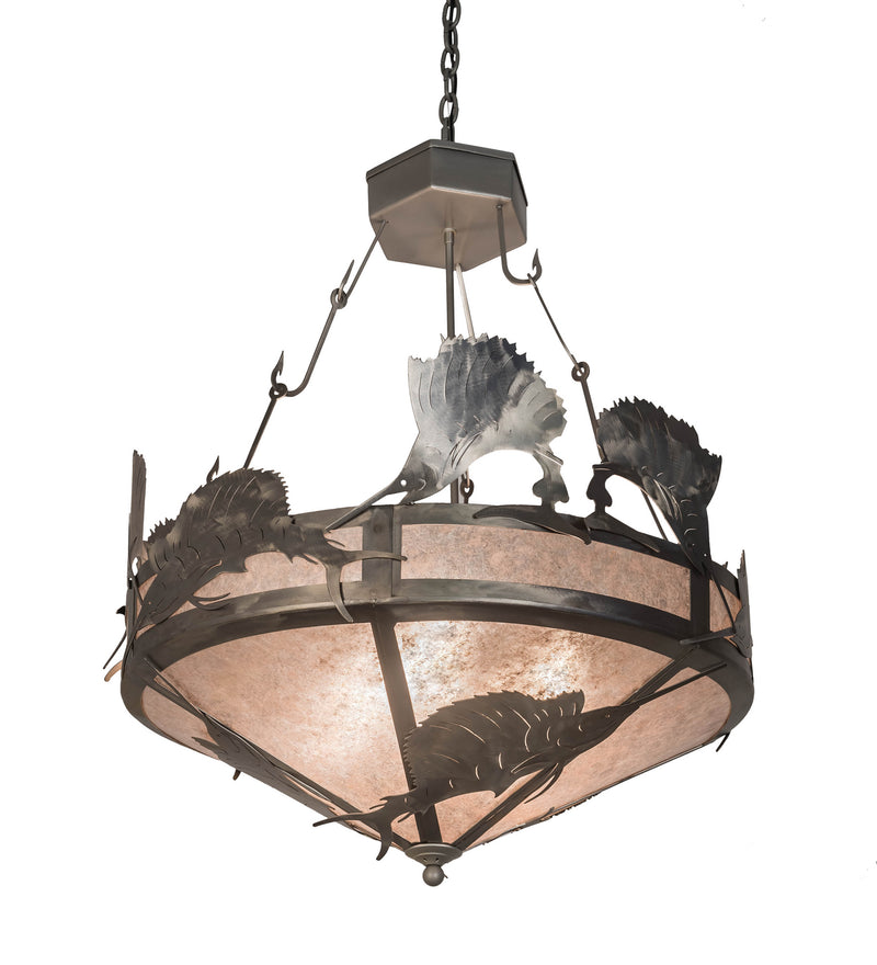 Meyda Tiffany 20875 Four Light Inverted Pendant, Industrial Steel