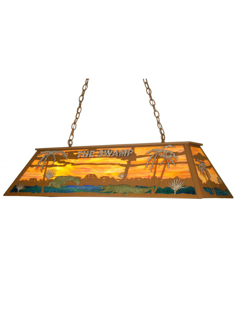 Meyda Tiffany 23297 Six Light Oblong Pendant, Rust/Tarnished Copper/Verdi