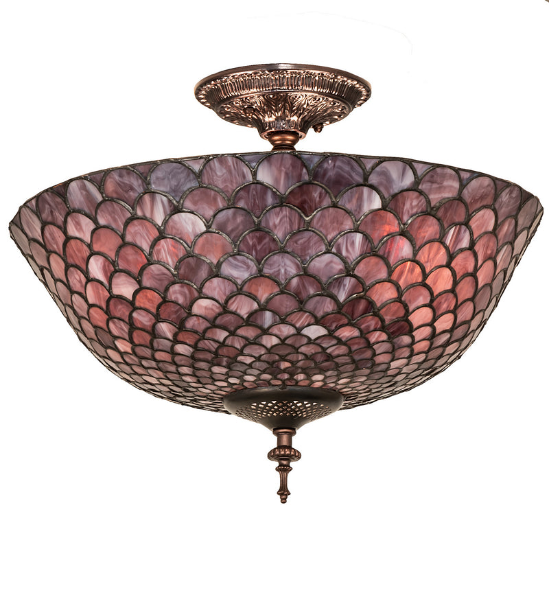 Meyda Tiffany 23310 Three Light Flushmount, Mahogany Bronze