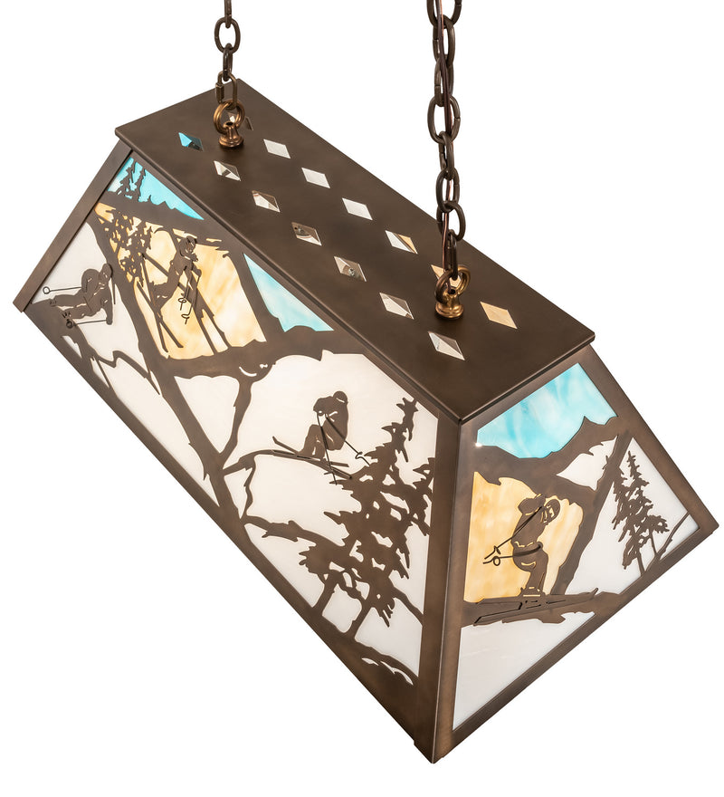 Meyda Tiffany 23746 Six Light Oblong Pendant, Antique Copper