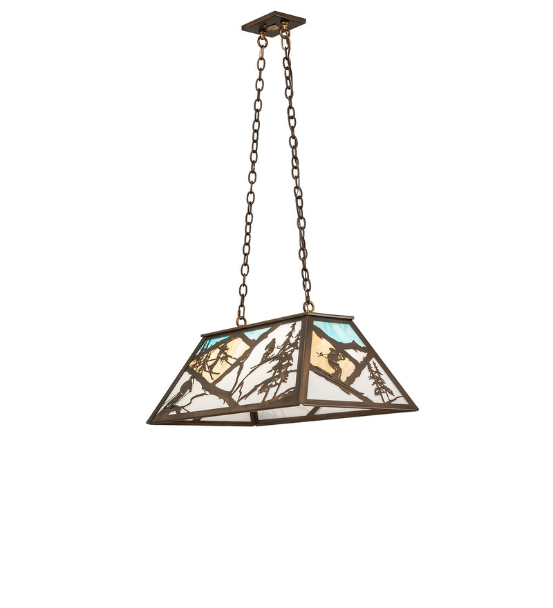 Meyda Tiffany 23746 Six Light Oblong Pendant, Antique Copper
