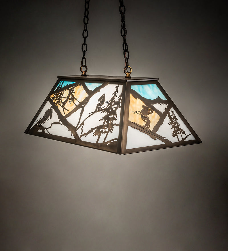 Meyda Tiffany 23746 Six Light Oblong Pendant, Antique Copper