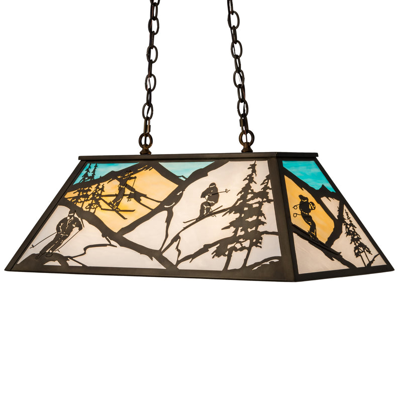 Meyda Tiffany 23746 Six Light Oblong Pendant, Antique Copper