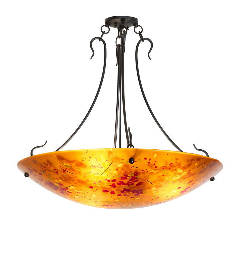 Meyda Tiffany 26347 Three Light Semi-Flushmount, Amber/Black Steamers
