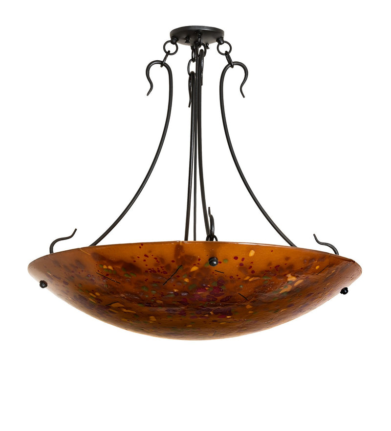 Meyda Tiffany 26347 Three Light Semi-Flushmount, Amber/Black Steamers