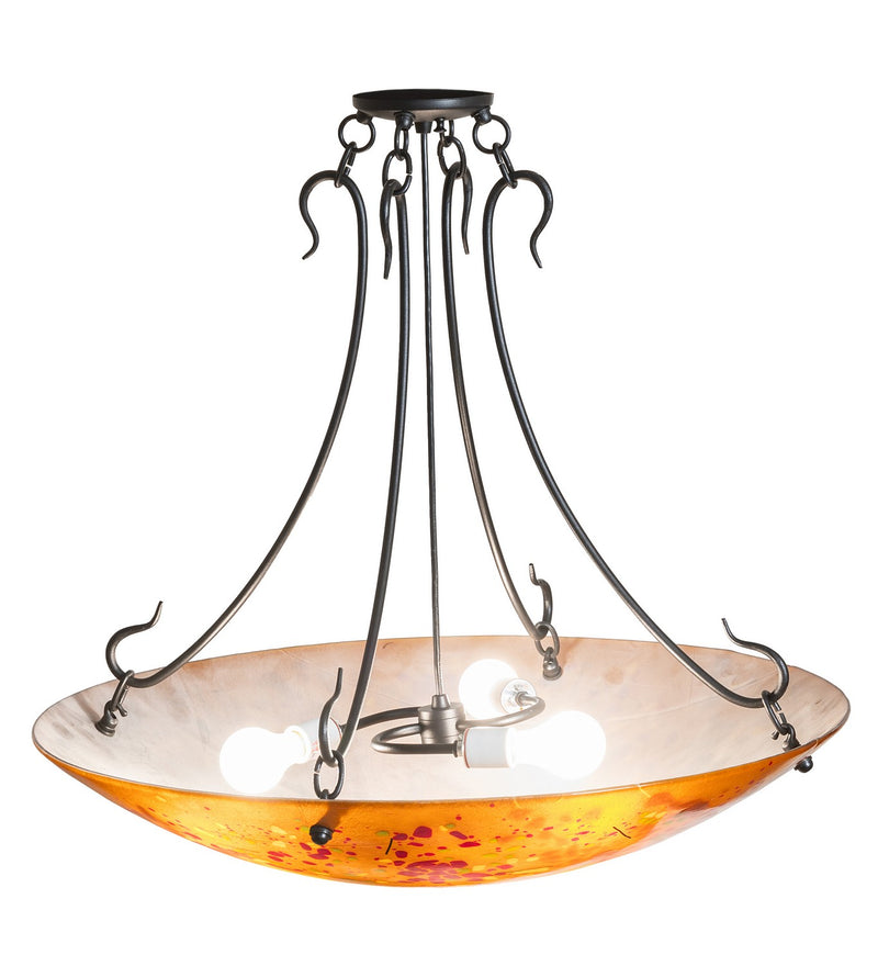 Meyda Tiffany 26347 Three Light Semi-Flushmount, Amber/Black Steamers