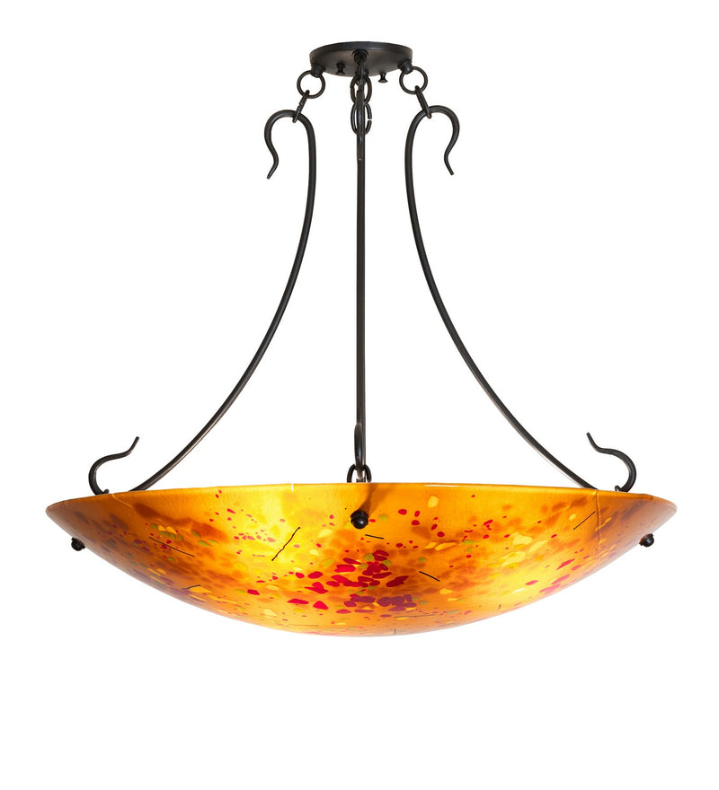 Meyda Tiffany 26347 Three Light Semi-Flushmount, Amber/Black Steamers