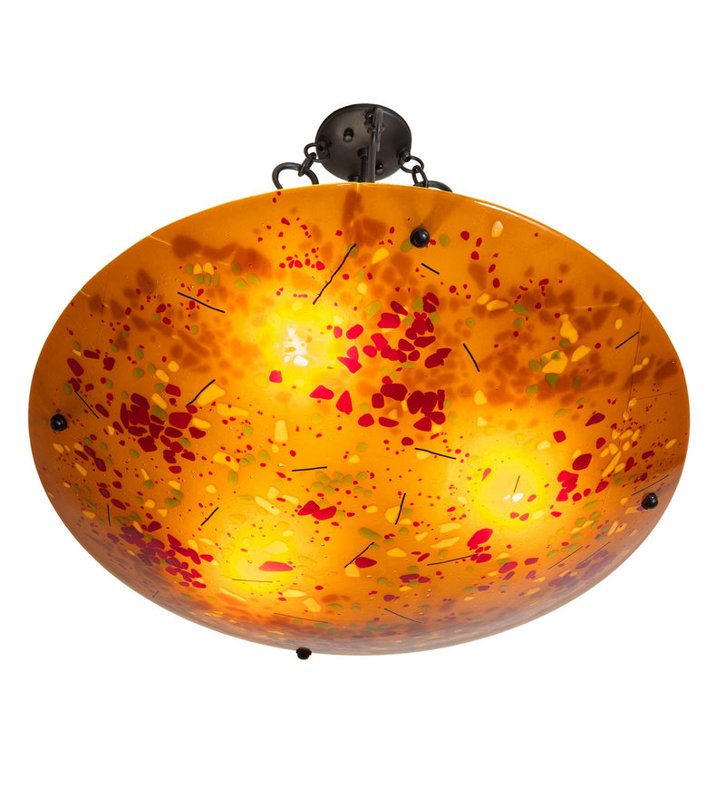 Meyda Tiffany 26347 Three Light Semi-Flushmount, Amber/Black Steamers