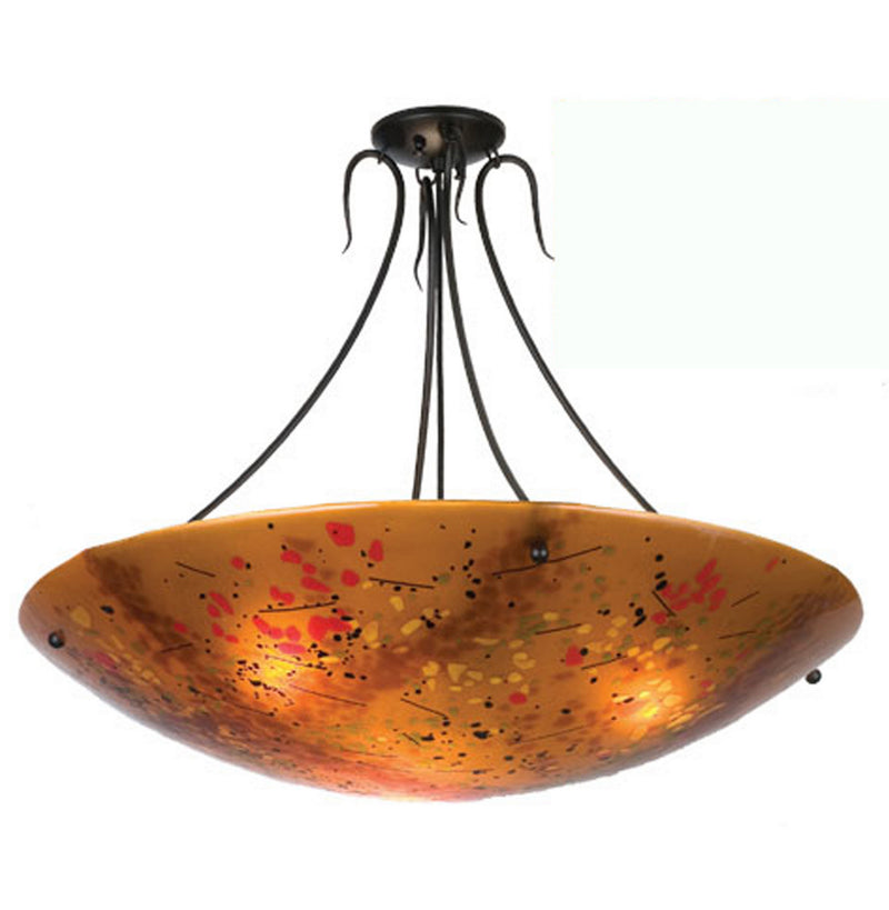 Meyda Tiffany 26347 Three Light Semi-Flushmount, Amber/Black Steamers