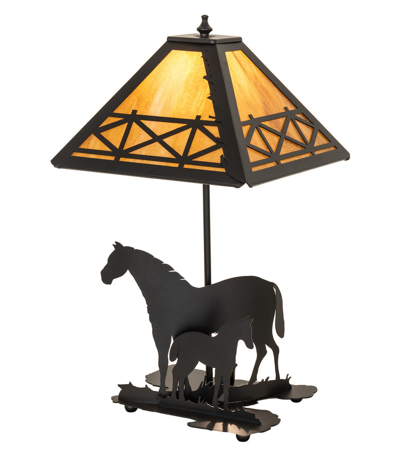 Meyda Tiffany 26727 Two Light Table Lamp, Black Metal