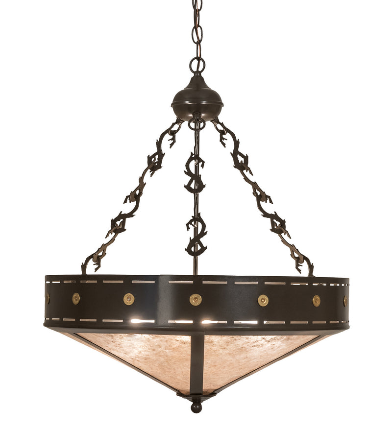 Meyda Tiffany 26923 Four Light Inverted Pendant, Timeless Bronze