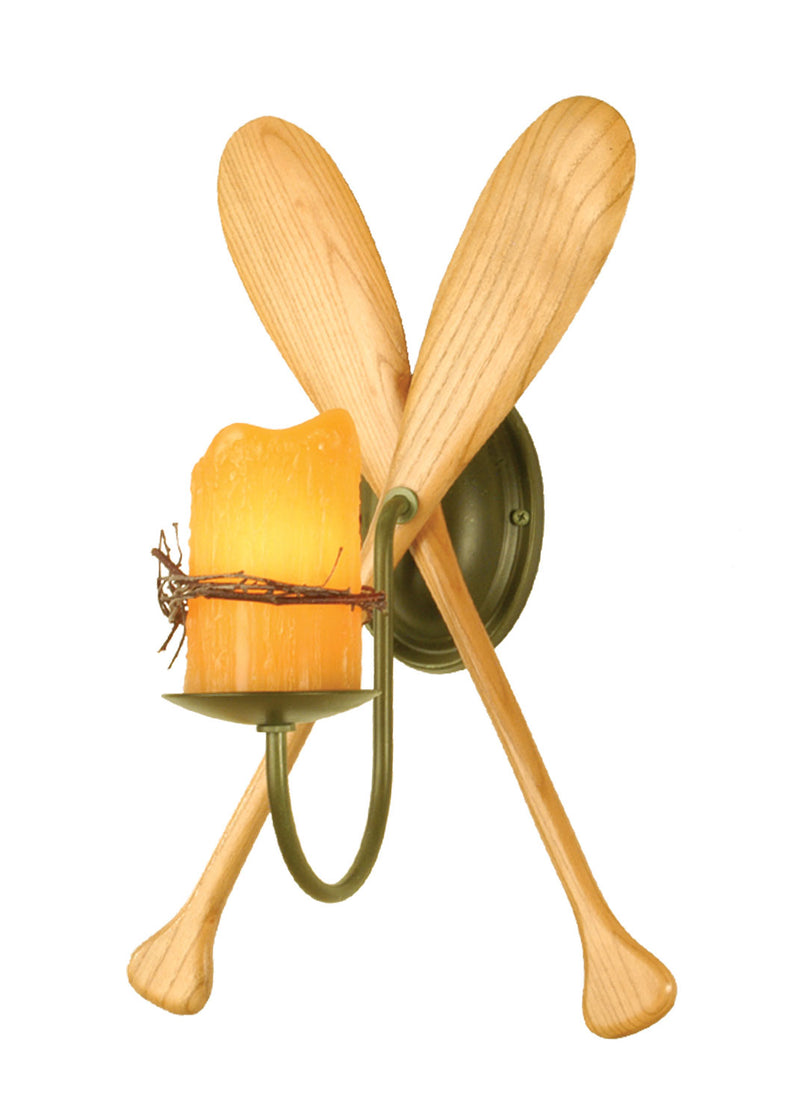 Meyda Tiffany 26947 One Light Wall Sconce, Natural Wood,Tarnished Copper