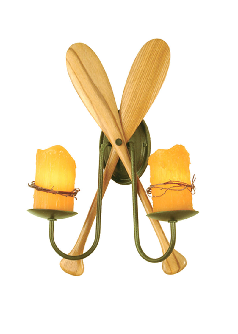 Meyda Tiffany 26948 Two Light Wall Sconce, Natural Wood,Tarnished Copper