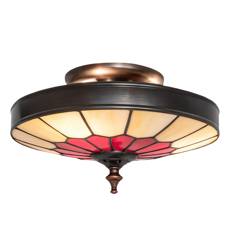 Meyda Tiffany 27056 Three Light Flushmount, Craftsman Brown
