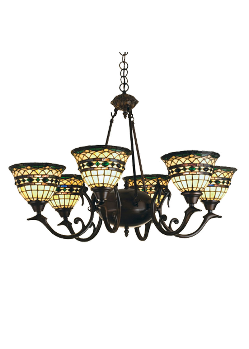 Meyda Tiffany 27402 Six Light Chandelier, Craftsman Brown