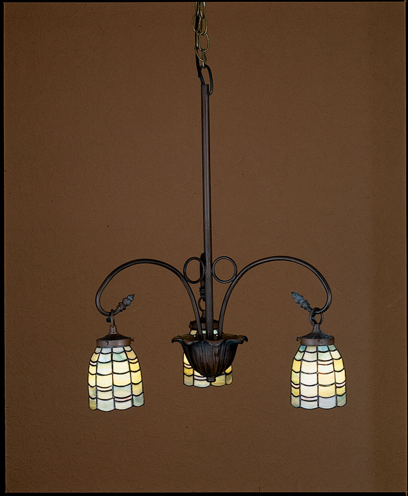 Meyda Tiffany 27413 Three Light Chandelier, Mahogany Bronze