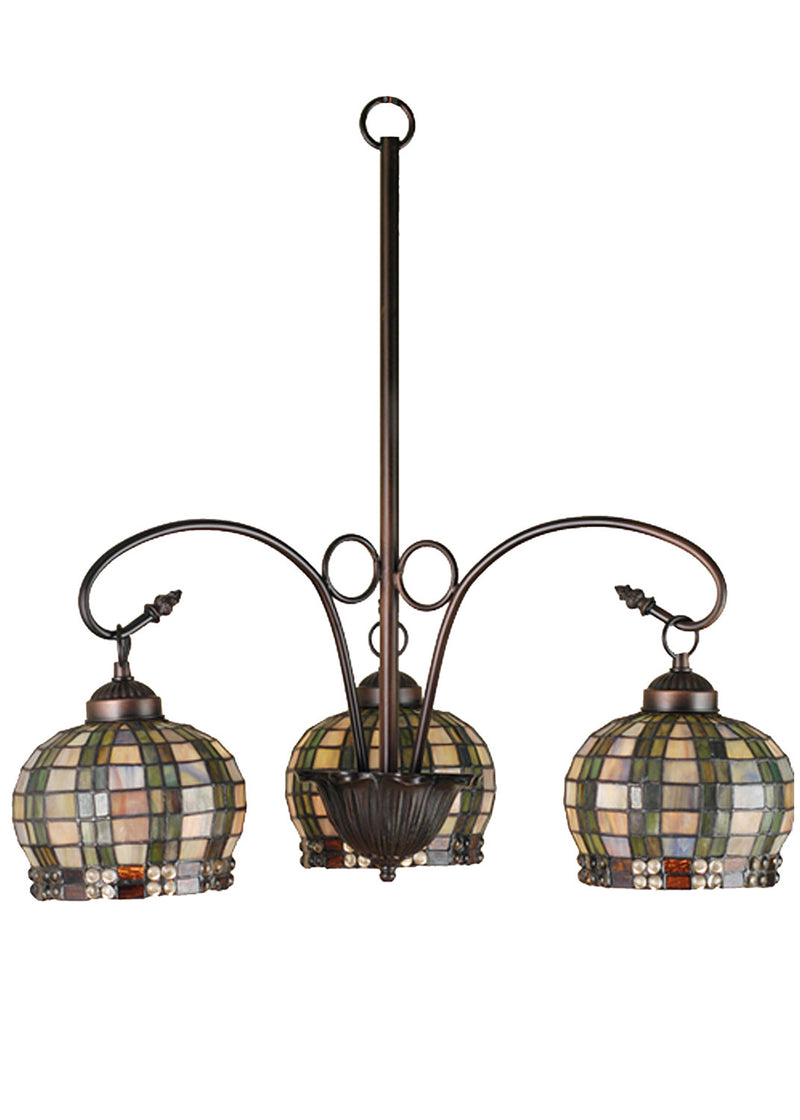 Meyda Tiffany 27420 Three Light Chandelier, Mahogany Bronze