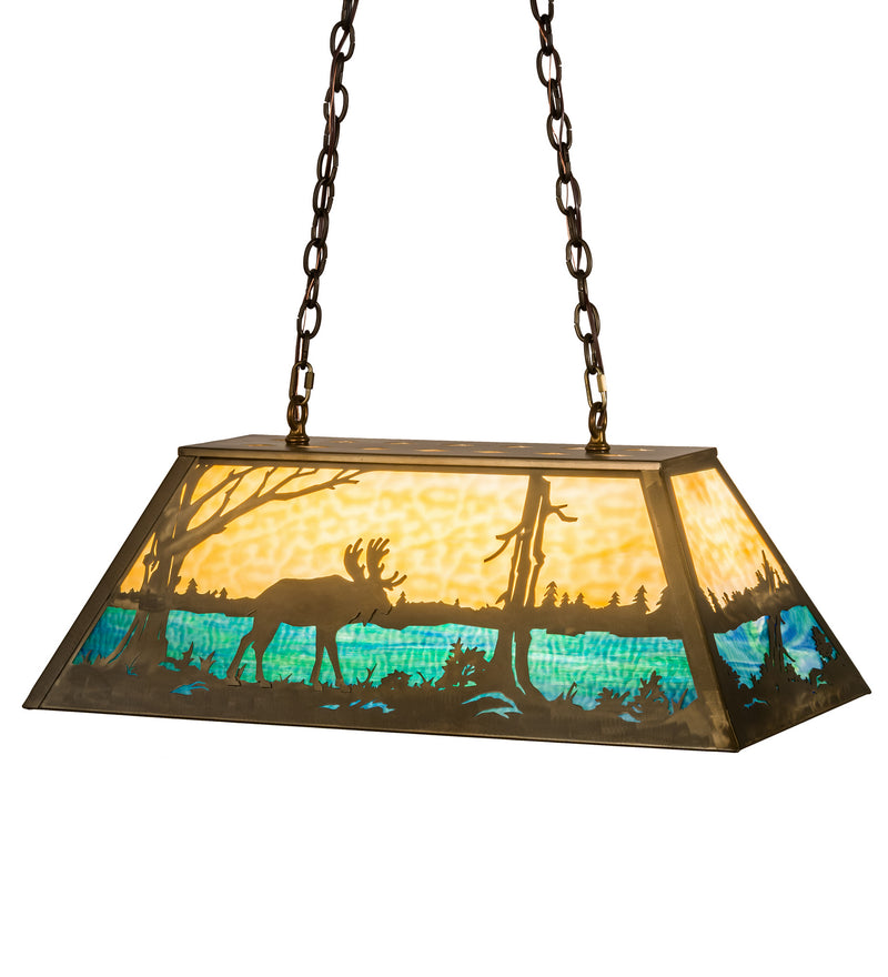 Meyda Tiffany 30058 Six Light Oblong Pendant, Antique Copper