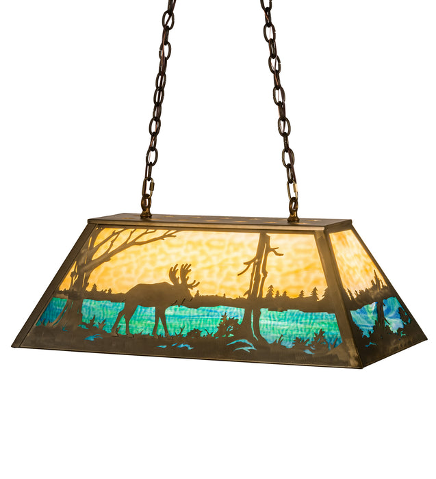 Meyda Tiffany 30058 Six Light Oblong Pendant, Antique Copper