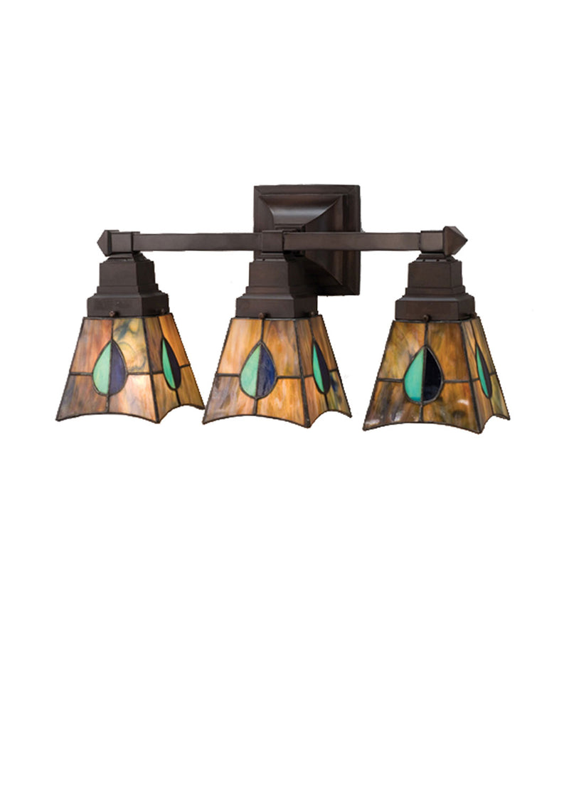 Meyda Tiffany 31231 Three Light Wall Sconce, Green/Blue Aqua/Green Purple/Blue