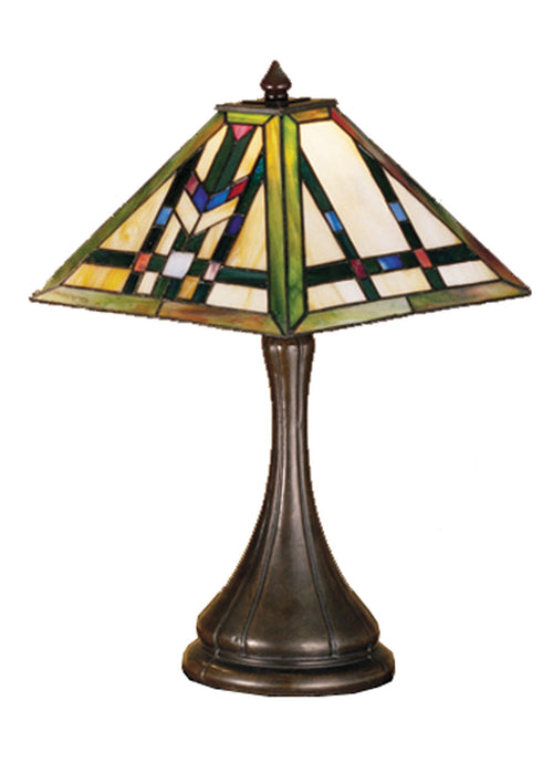 Meyda Tiffany 31250 One Light Accent Lamp, Beige Burgundy Lt Blue Green