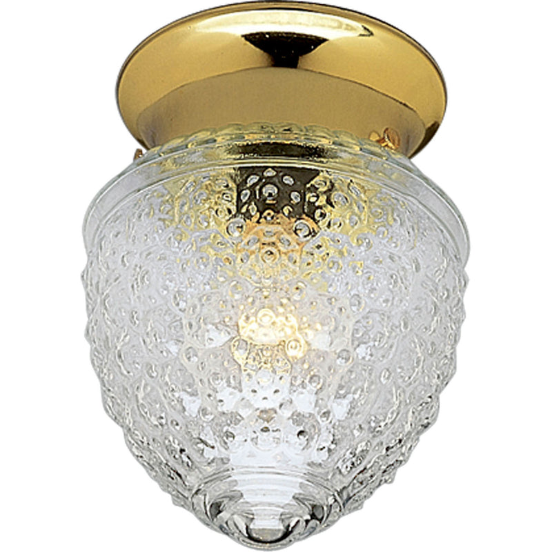 Progress Lighting P3750-10 One Light Flush Mount, Polished Brass